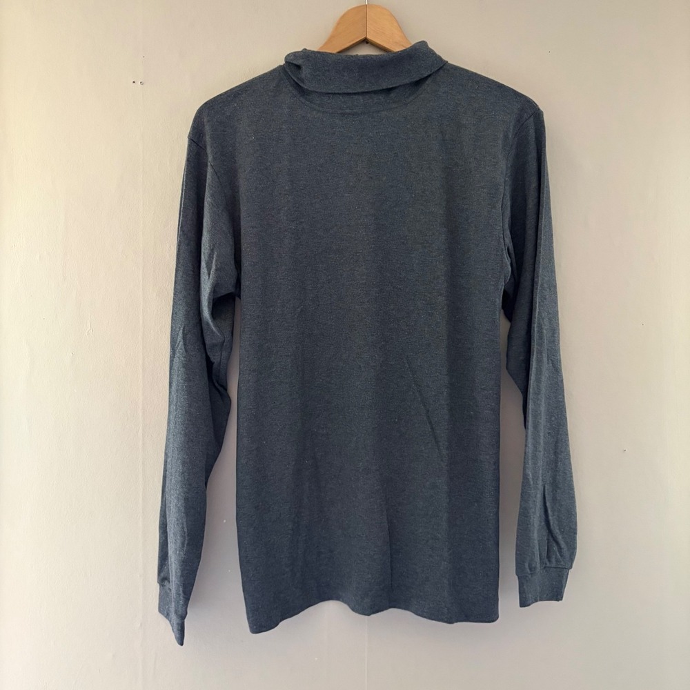 VTG LL Bean Mens Mock Turtleneck Shirt Size S Gray Capsule Academia Layering USA